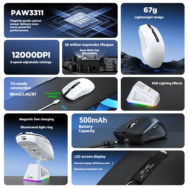 T-Wolf X12 draadloze gamingmui - Laptop Mouse recensie en prijs
