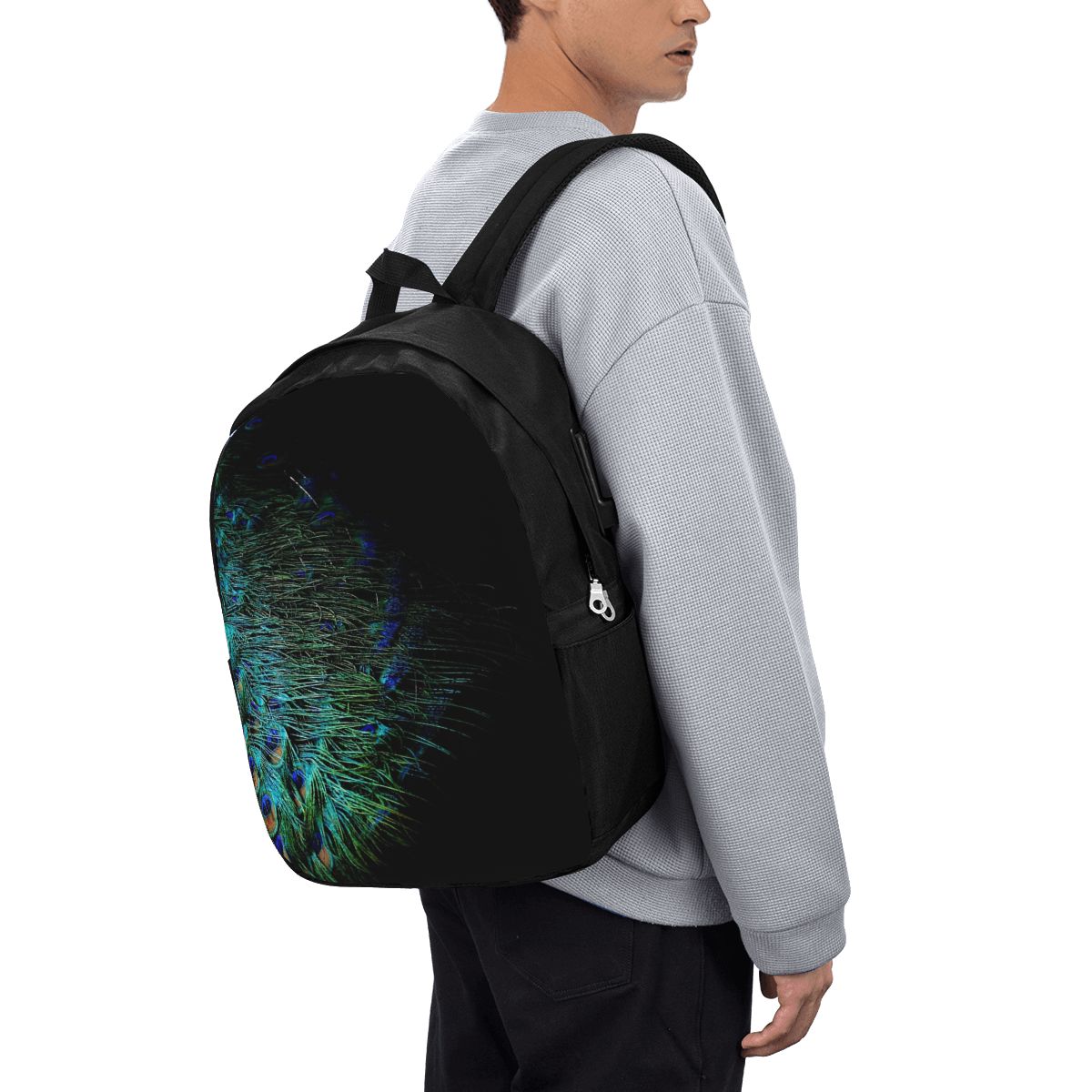 Pauwenveren op een zwarte acht - Laptop Bag recensie en prijs